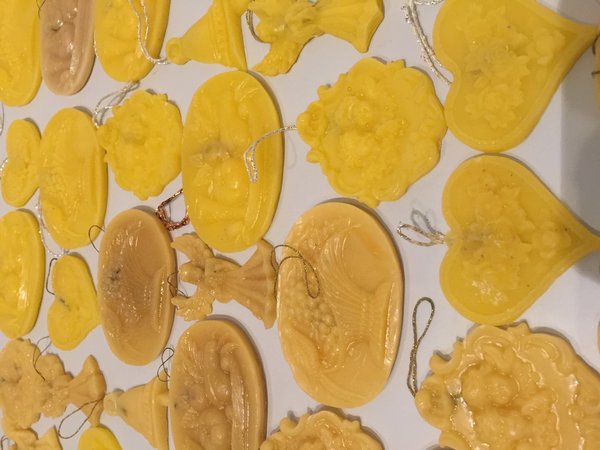 Baumschmuck 10 verschiedene Ornamente Handarbeit reiner Bienen Wachs